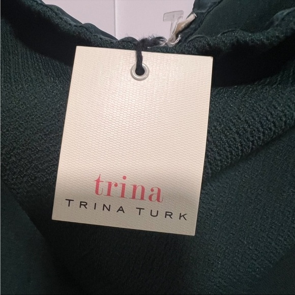 Trina Turk Green Off the Shoulder Bell Sleeve Mini Dress, New with Tags - Picture 5 of 6